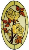 861 - Double Rose Oval 2 handmade peelable window cling decoration