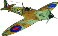 704 - Supermarine Spitfire WWII Plane - Handmade peelable static window cling decoration