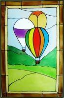 1184 - Hot Air Balloons Frame - Handmade peelable static window cling decoration