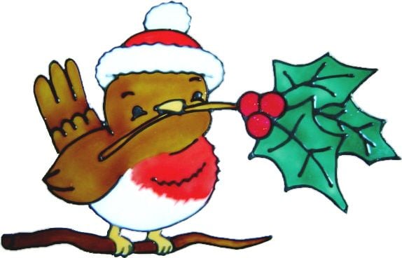 1152 - Christmas Robin handmade peelable window cling decoration