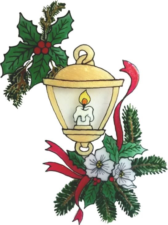 1246 - Christmas Lantern  handmade peelable window cling decoration