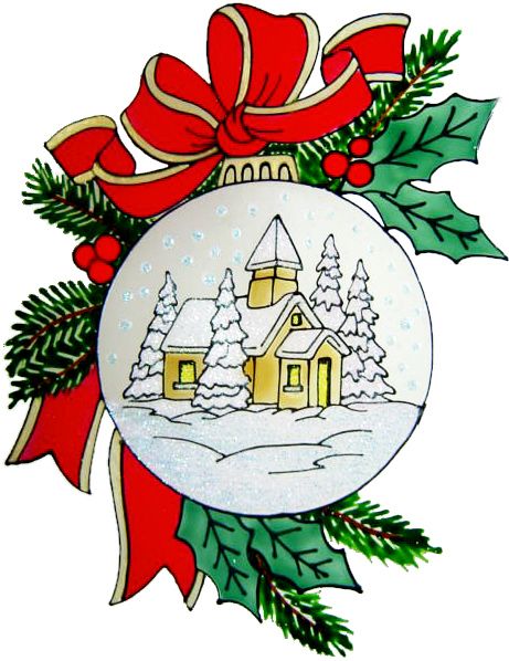 1221 - Christmas Village Bauble  handmade peelable window cling decoration