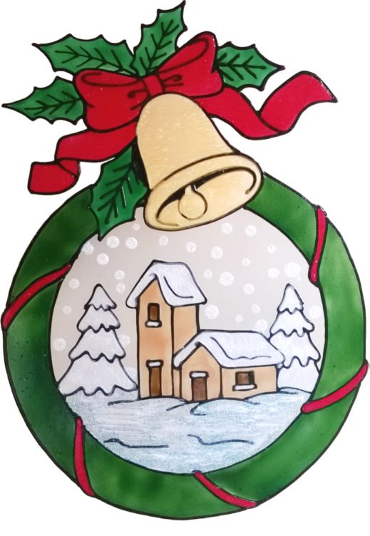 1245 - Christmas Village Wreath  handmade peelable window cling decoration