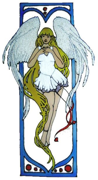 1188 - Angel in frame handmade peelable window cling decoration