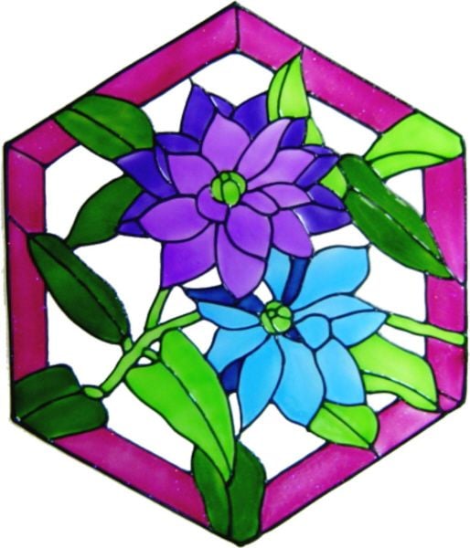 1097 - Clematis Panel handmade peelable window cling decoration
