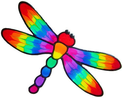 1129 - Rainbow Dragonfly handmade static window cling decoration