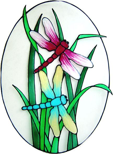 1174 - Dragonflies Oval Frame Handmade Peelable window cling