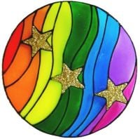 1182 - Rainbow Planet & Stars handmade peelable window decoration