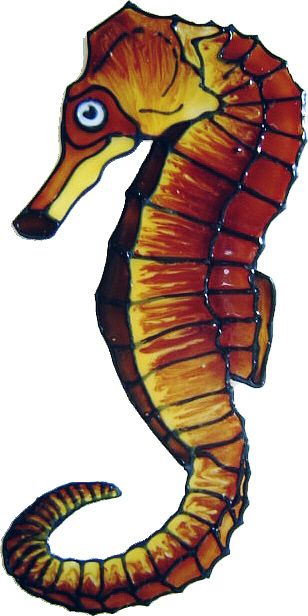 1087 - Small Seahorse handmade peelable window cling decoration