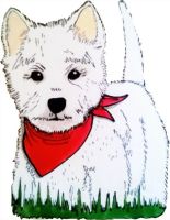 1262 - Cute Westie - Handmade peelable static window cling decoration