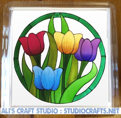 1314-13 Colourful Tulip Coasters (95mm square)