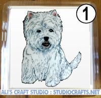 1308 - Westie Dog Coasters (95mm square)