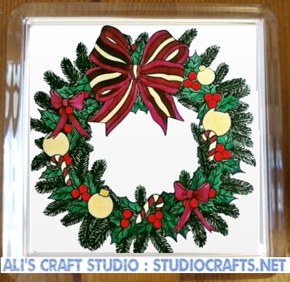 1314-243 Christmas Wreath Coasters (95mm square)