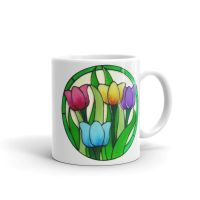1319 - 11oz Printed Ceramic Mug - Colourful Tulips