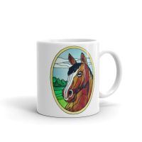 1319 - 11oz Printed Ceramic Mug - Horse Oval