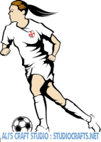 230A - Female Footballer made in your team colours - handmade peelable window cling decoration