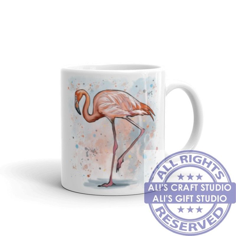 1319 - Printed Ceramic Mug - Flamingo