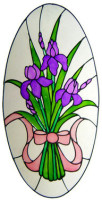 869 - Large Iris Oval handmade peelable window cling decoration