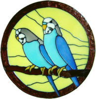 881 - Budgies in Frame handmade peelable window cling decoration