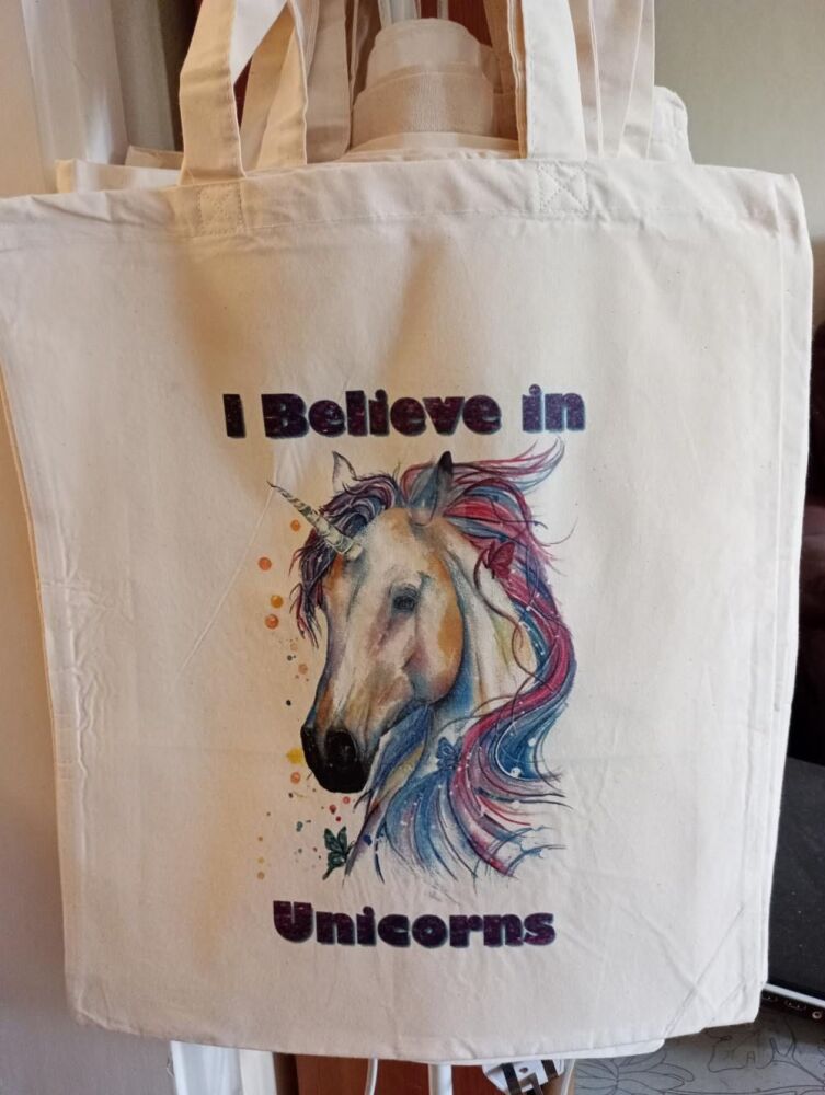 Ref: 1379-19 : I Believe in Unicorns Tote Bag