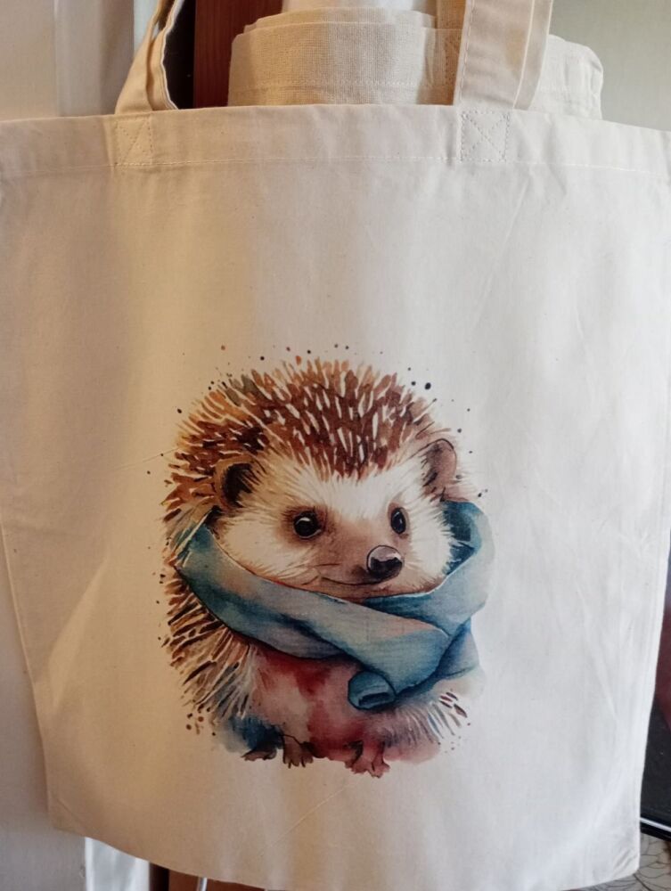 Ref: 1379-7 : Hedgehog in Scarf Tote Bag