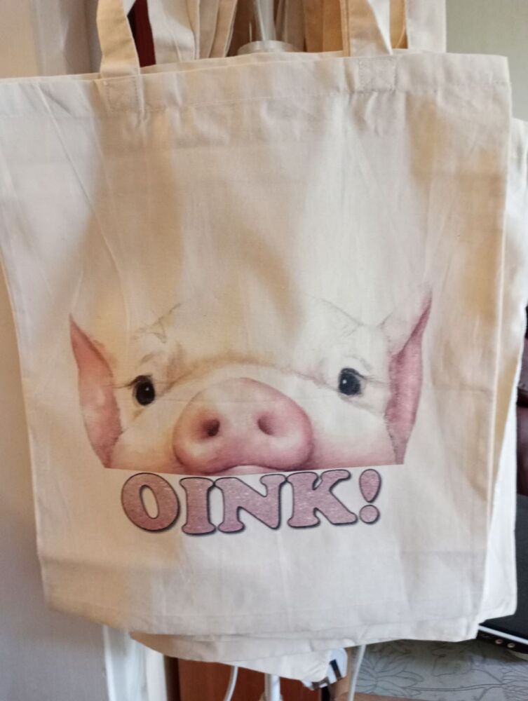 Ref: 1379-309 : 'Oink' Peeping Pig Tote Bag
