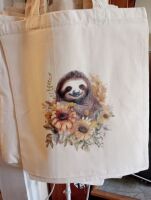 Ref: 1379-307: Sloth & Sunflowers Tote Bag