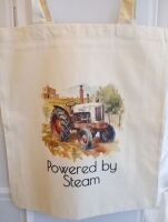Ref: 1379-166 : Powered by Steam Vintage Tractor Tote Bag