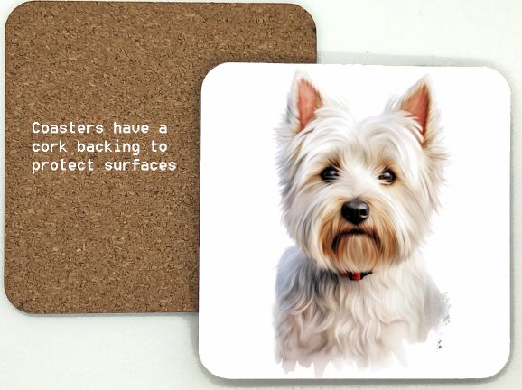 1314-210 - Westie Dog Coasters (95mm square)
