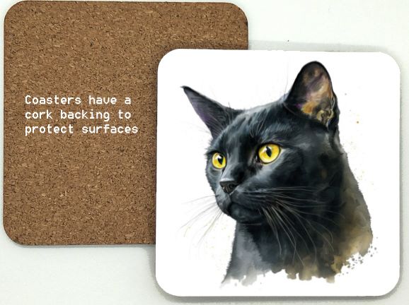 1314-140 Black Cat Coasters (95mm square)