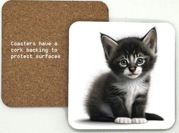 1314-192 Cute Kitten Coasters (95mm square)