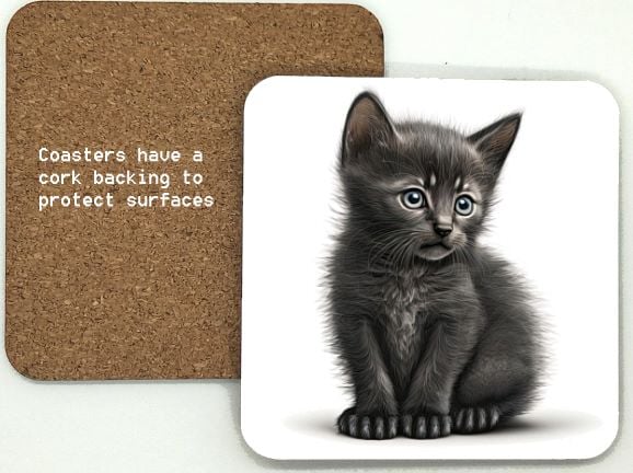 1314-191 Cute Kitten Coasters (95mm square)