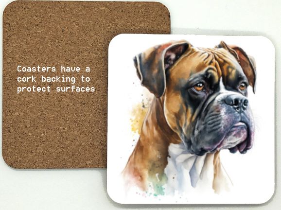 1314-316 Boxer Dog Coasters (95mm square)