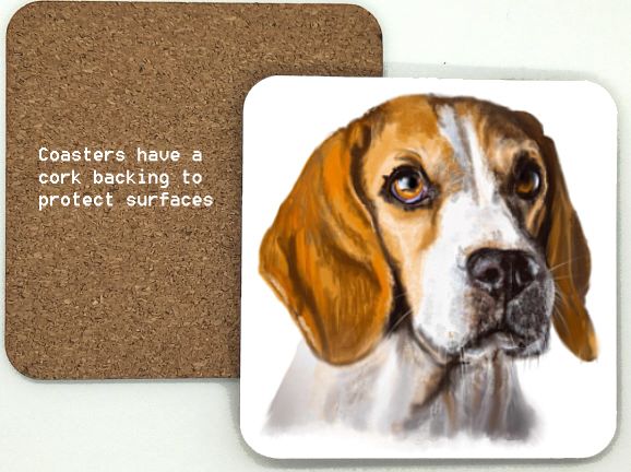 1314-121 Beagle Dog Coasters (95mm square)