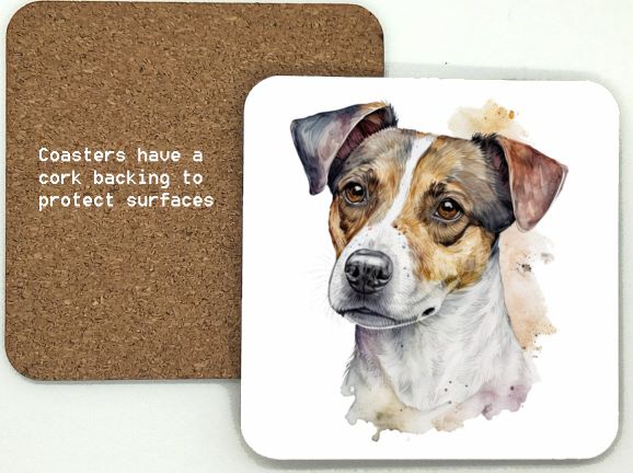 1314-180 Jack Russell Dog Coasters (95mm square)