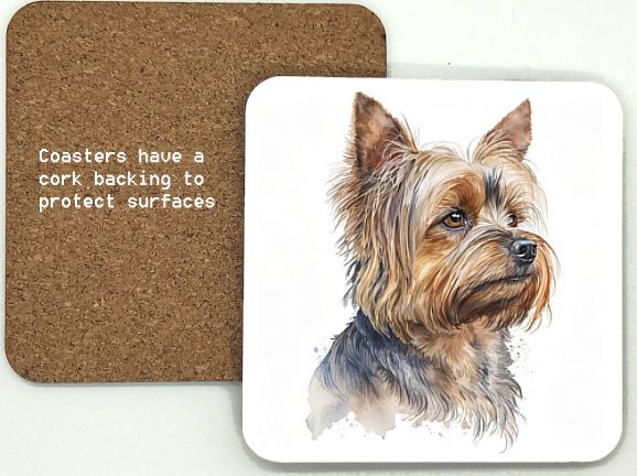 1314-302 Yorkshire Terrier Dog Coasters (95mm square)
