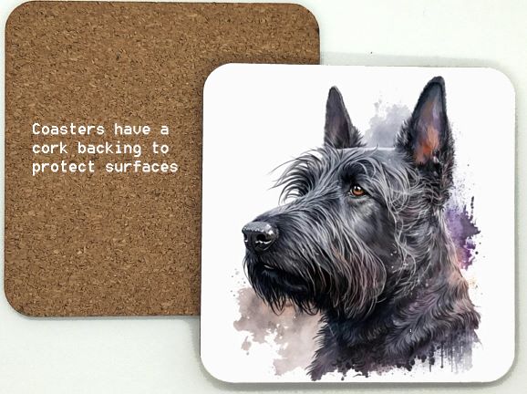 1314-187 Scottish Terrier Dog Coasters (95mm square)