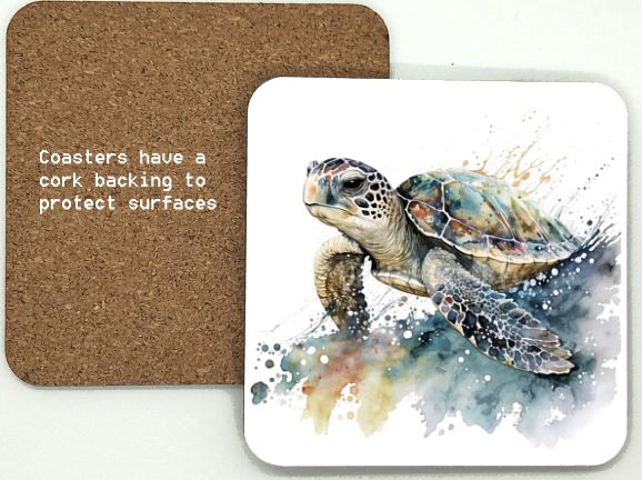 1314-312 Sea Turtle Coasters (95mm square)