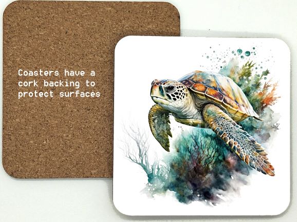 1314-313 Sea Turtle Coasters (95mm square)