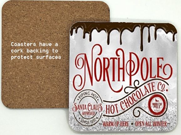 1314-53 fun North Pole Hot Chocolate Coasters (95mm square)