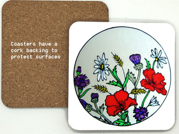1314-271- Poppies and Wildflowers Coasters (95mm square)