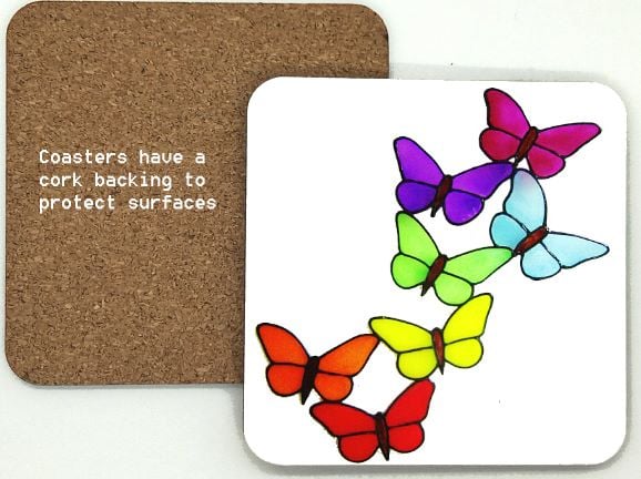 1314-195 Butterfly Spray Coasters (95mm square)