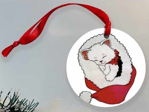 1355-245 Christmas Snuggle Cat tree ornament