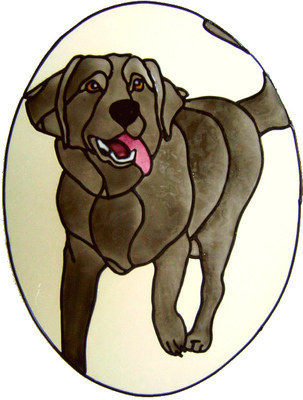 863 - Labrador Dog in Frame handmade peelable window cling decoration