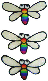 913 - Rainbow Bugs handmade peelable window cling decoration