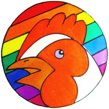 933 - Rainbow Chicken handmade peelable window decoration