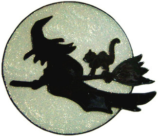 941 - Silhouette Witch handmade peelable window cling decoration