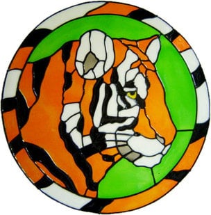 617 - Tiger Head - Handmade peelable static window cling decoration