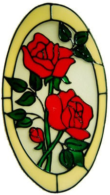 51 - Double Rose Oval - Handmade peelable static window cling decoration