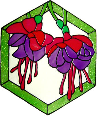 950 - Fuchsia Panel handmade peelable window cling decoration